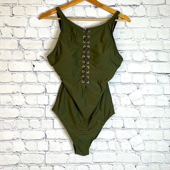 Beyond Control Highneck Lace Up One-Piece - Picture 3 of 6